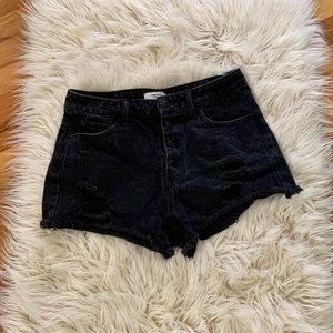Forever 21 Black Distressed Jean Shorts